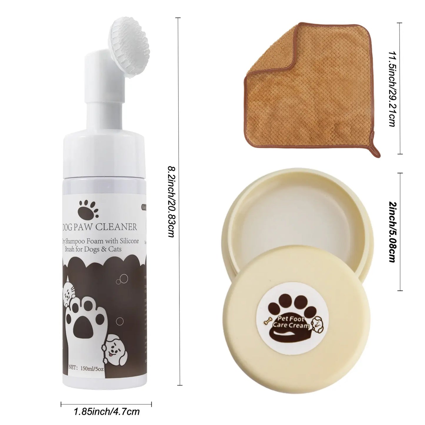 Hundepoterens – skånsom pote-renser uden skylning til hunde og katte (5 oz), samt pote-balm til at hele tørre og sprukne poter og næse.