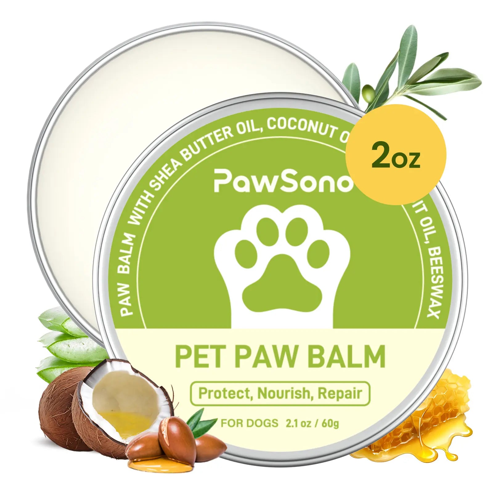 Pawsono pote-balsam til hunde og katte – naturlige ingredienser, sikker at slikke, plejende balsam til hundepoter.