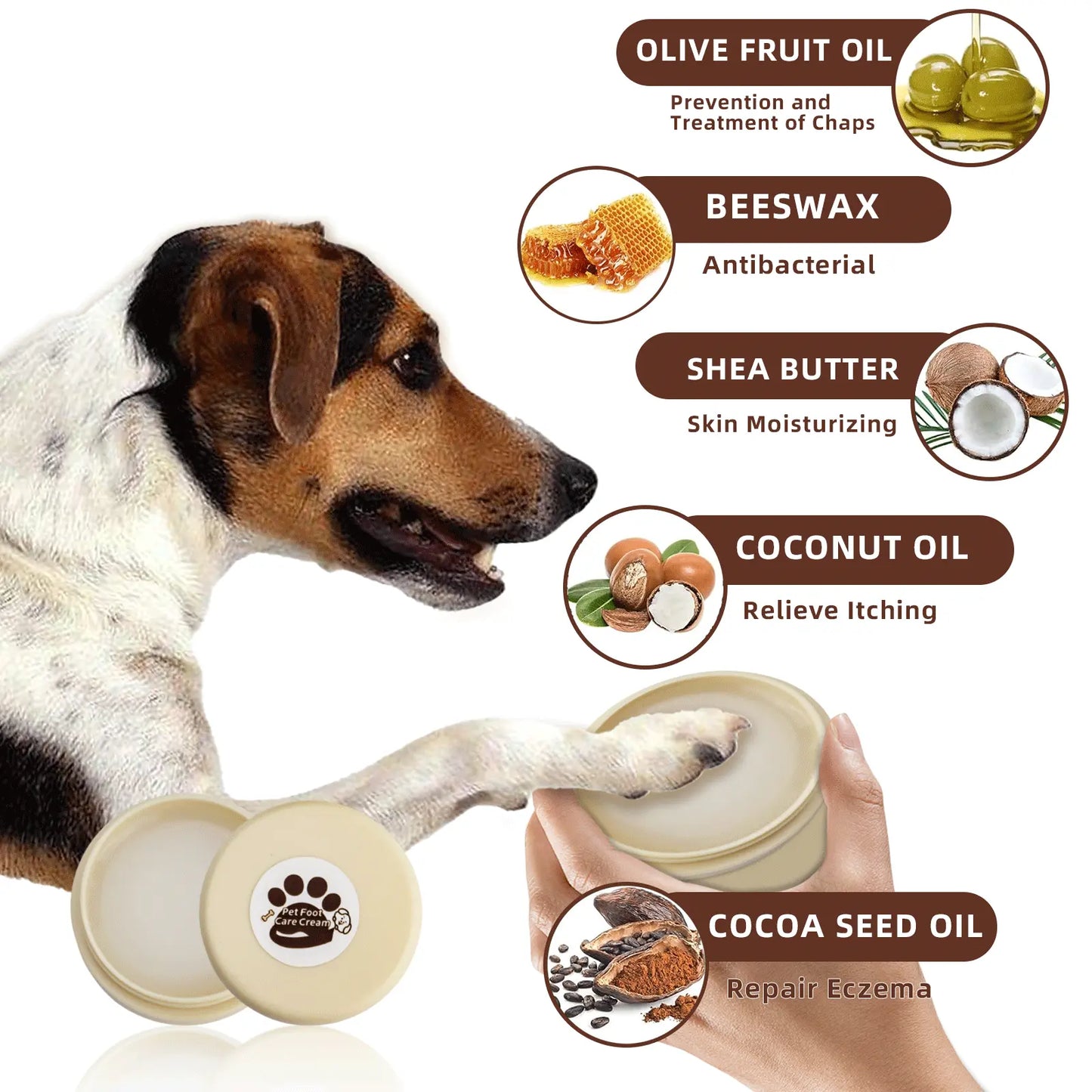 Hundepoterens – skånsom pote-renser uden skylning til hunde og katte (5 oz), samt pote-balm til at hele tørre og sprukne poter og næse.